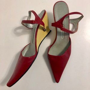 Red Leather Wedge, 39/9